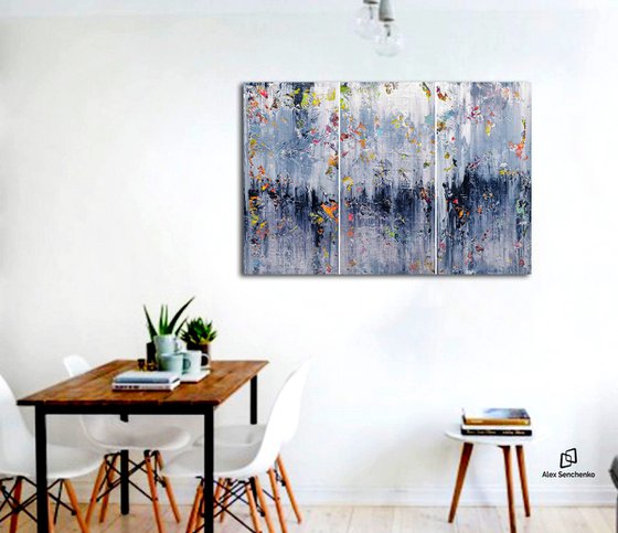 150x100cm. / Abstract triptych / Abstract 1249