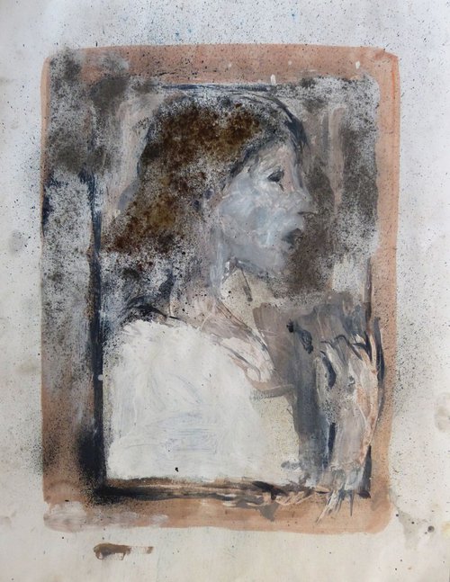 Large Portrait 18C1, mixed media 65x50 cm by Frederic Belaubre