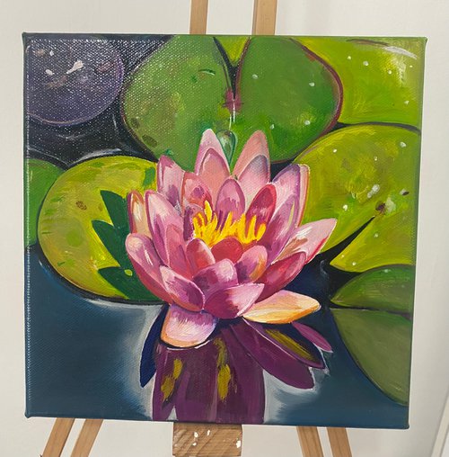 Lily and lily pads, oil painting by Bethany Taylor