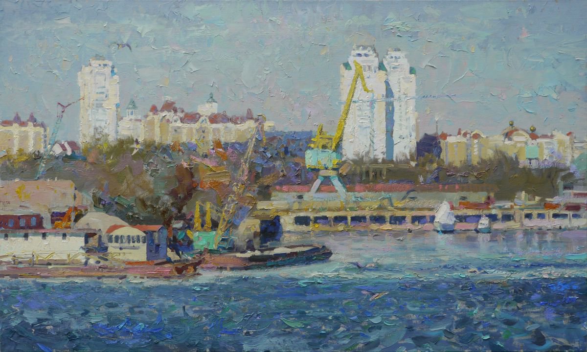 Harbor on the Dnieper in Kiev by Victor Onyshchenko
