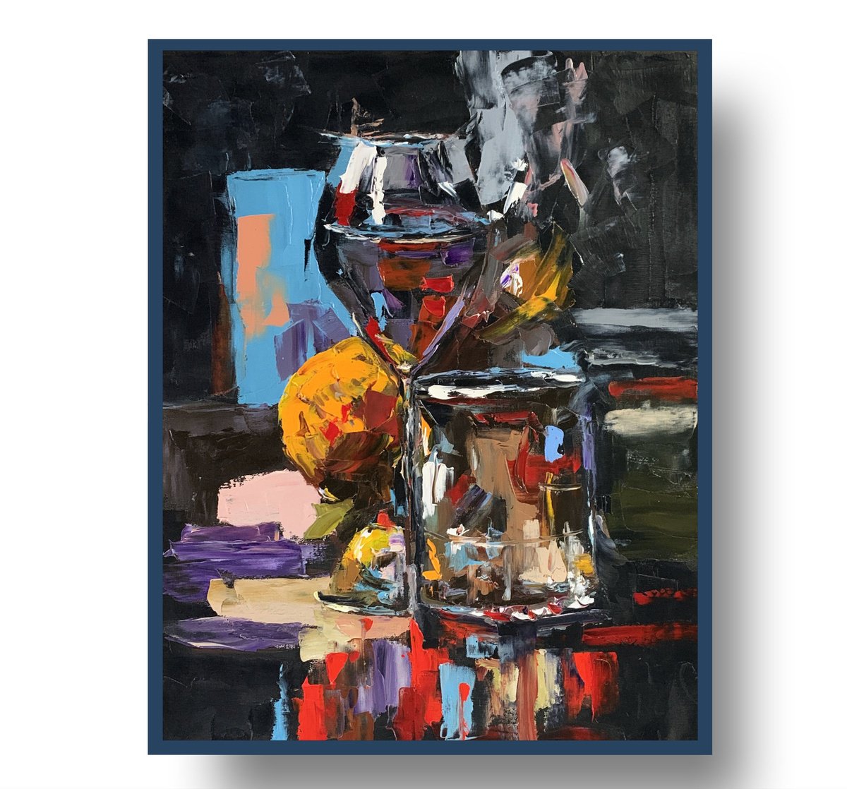 Expressive Still Life Oil Painting By Vita Schagen, 16 X 20", Evening Cafe., Original Artwork