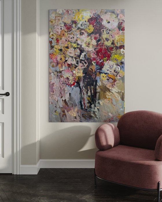 Vase of flowers.