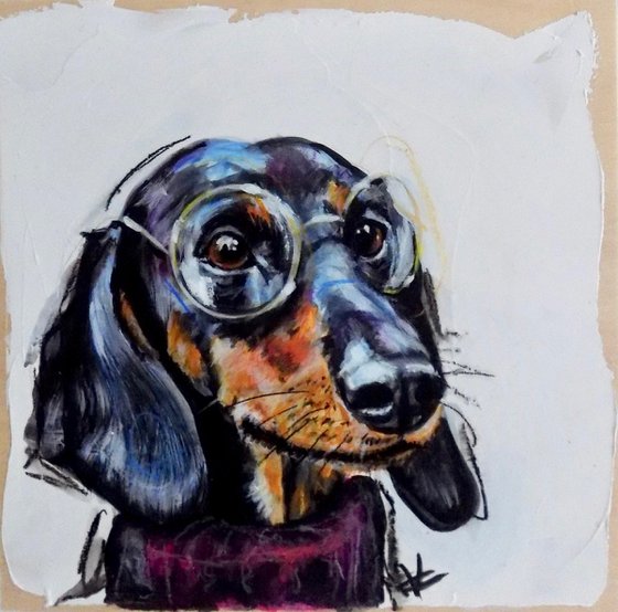 A dachshund painting goes by the name of Doris