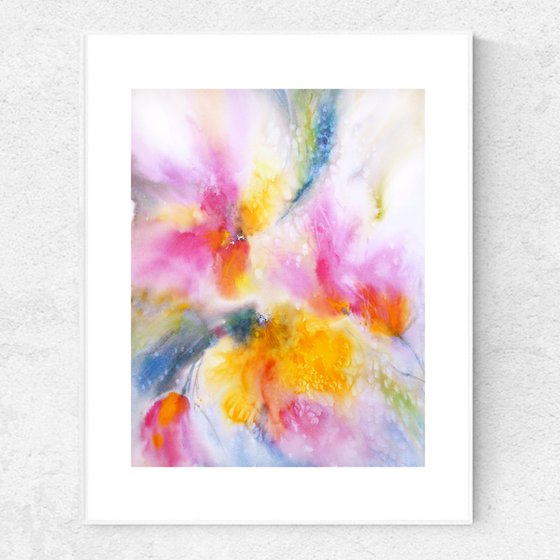 Abstract colorful floral painting "Flower rainbow"