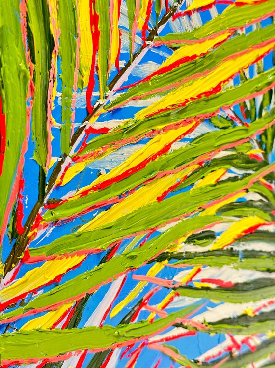 Rustle - palm trees / nature abstraction impasto oil painting