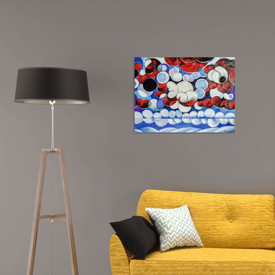 Winter evening-2 (60x80cm, cubism, oil painting, ready to hang)