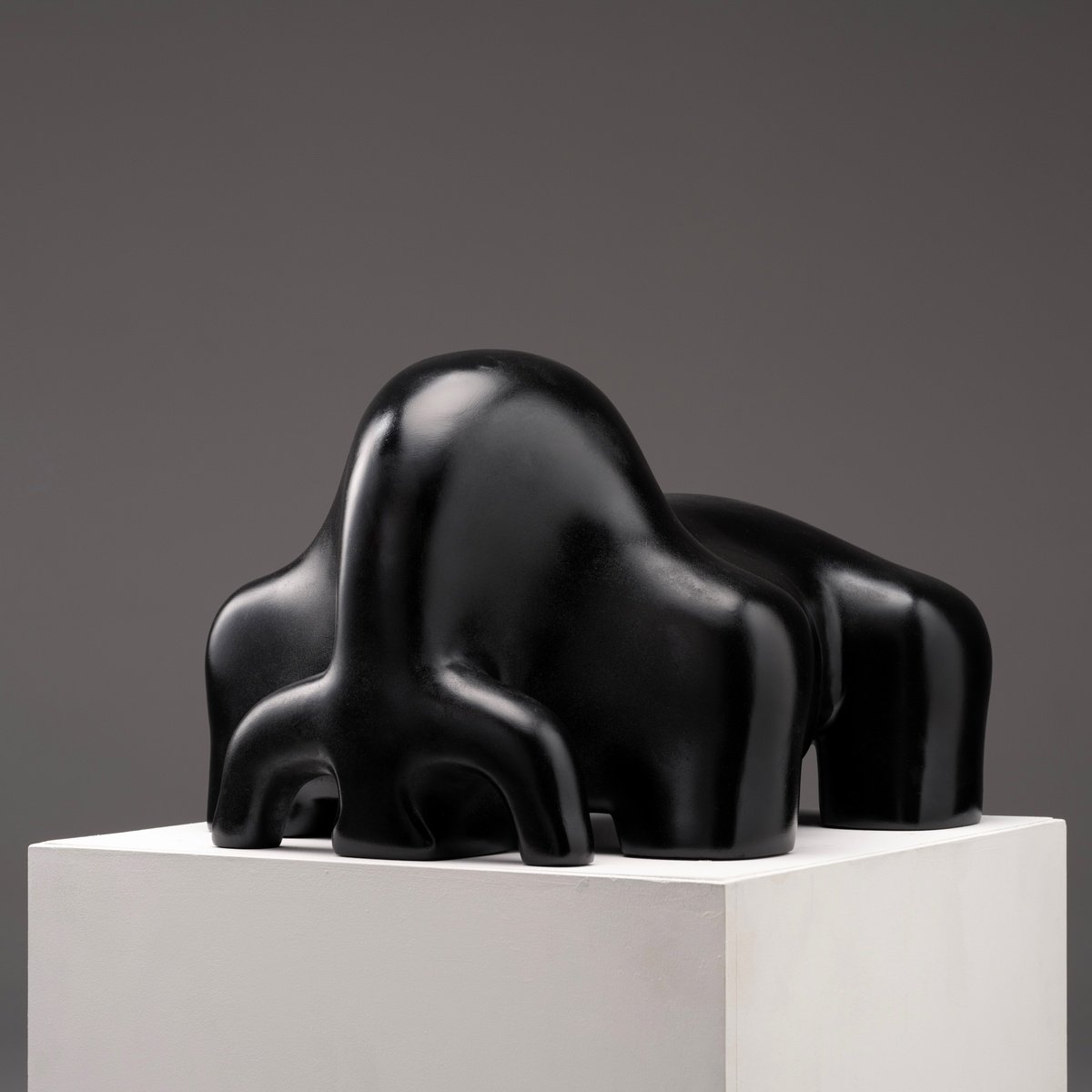 Abstract Animal Stone Sculpture By Zhang Youzhi S???S??, 15 X 15", Mountain-Backed Ox, Original Artwork