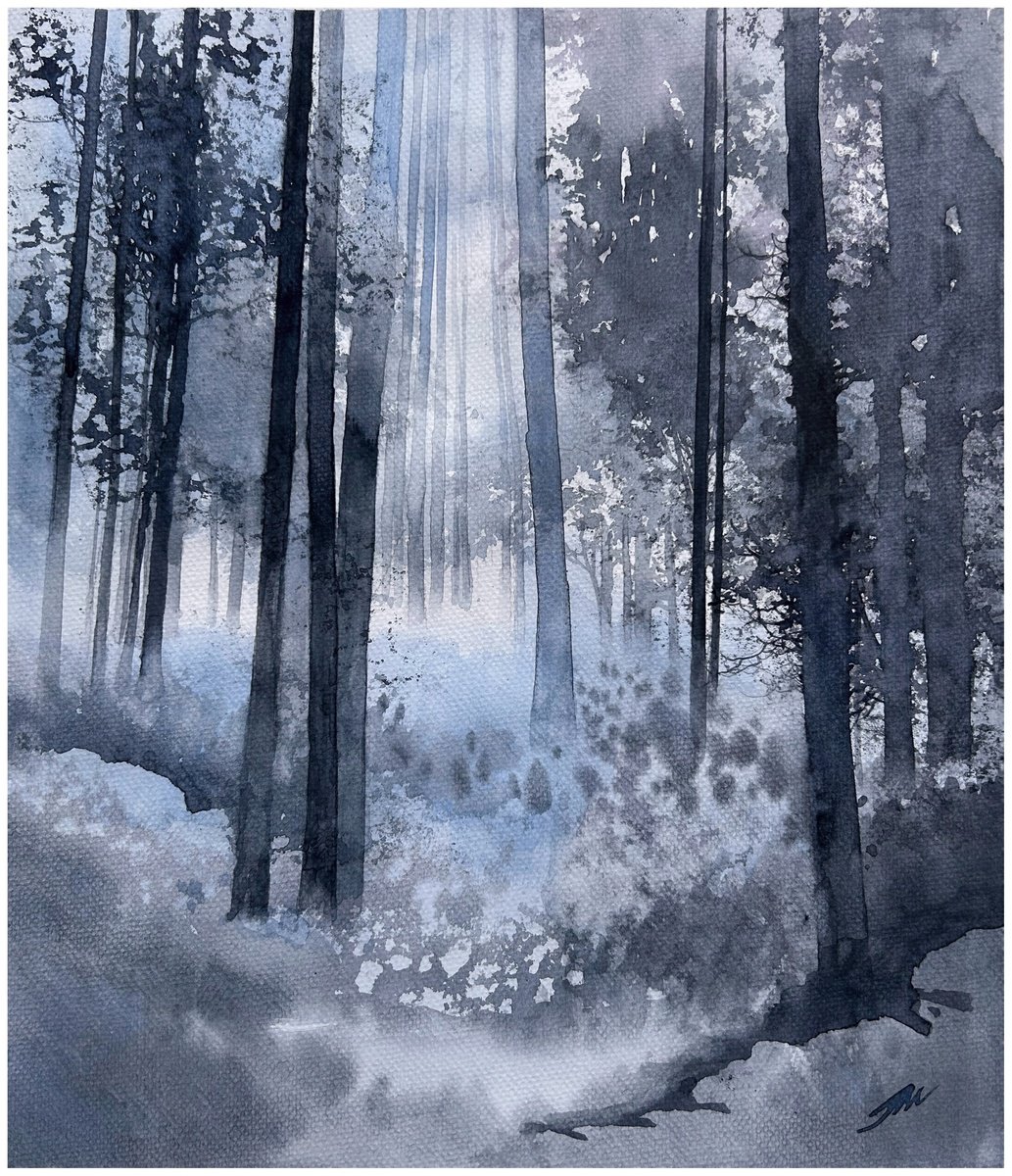 Impressionistic Watercolour , Morning Forest By Nazar Grunyka, 12 X 13, Artwork For Sale On Artfinder