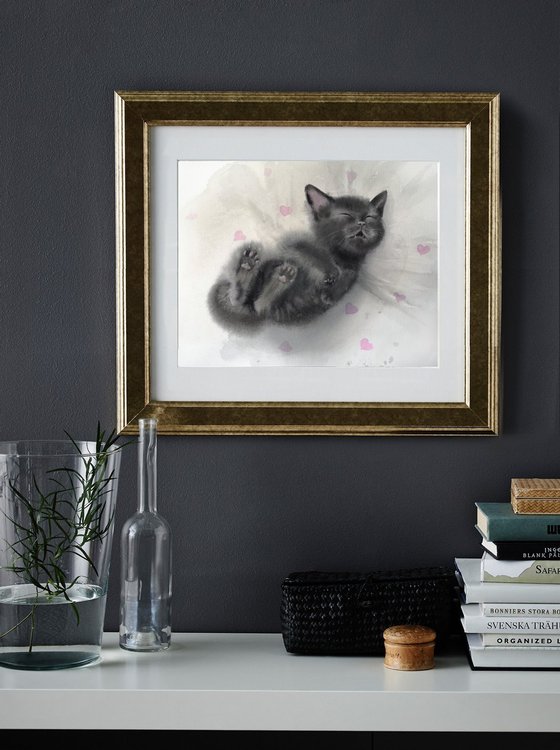 Dreaming Black Kitten