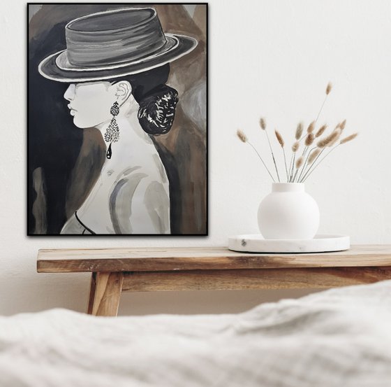 Woman with a hat / 70 x 52 cm
