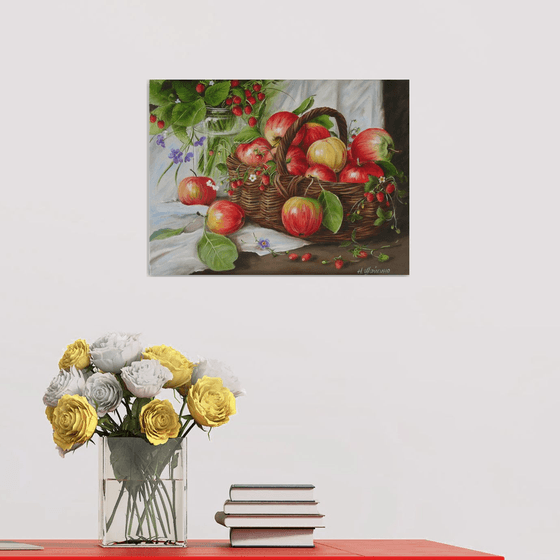 Apples and Wild Strawberries Still Life