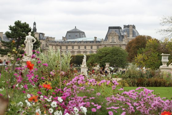 LOUVRE WITH FLOWERS
