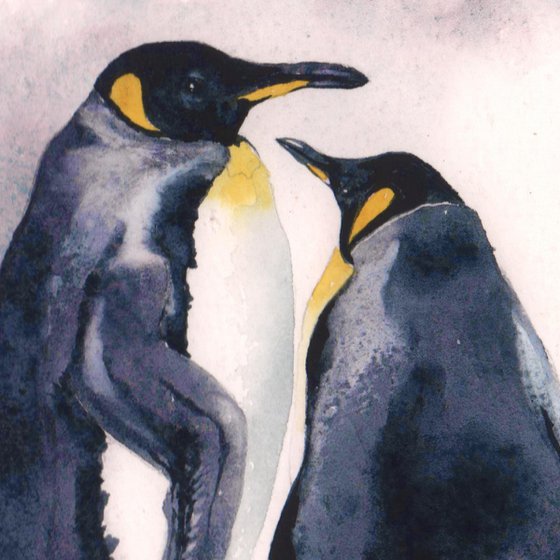 Penguin Shuffle - Original Watercolour Painting