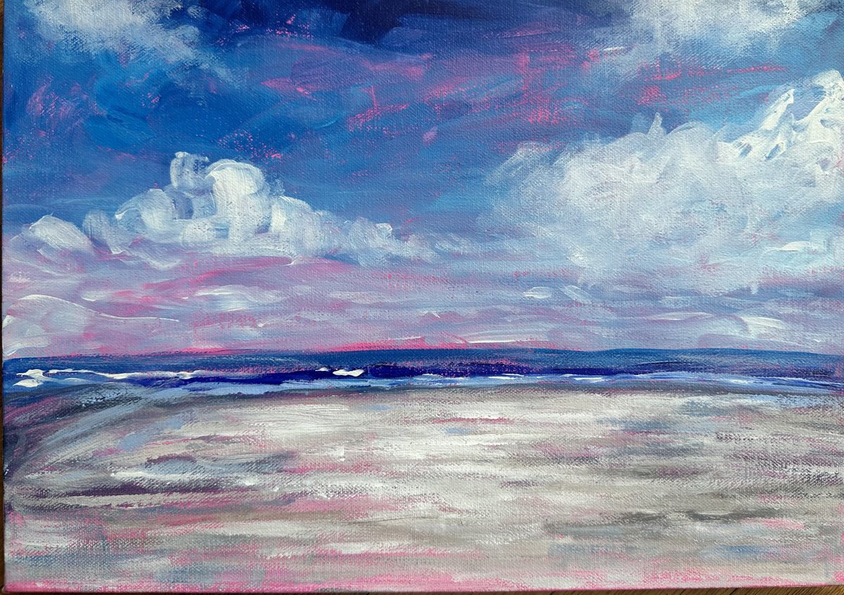 Impressionistic Landscape Acrylic Painting By Clare Hoath, 16 X 12, To Be Shore - Cornish Beach, Original Artwork