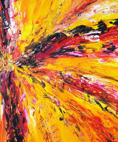 Yellow Red Abstraction E 6 by Peter Nottrott