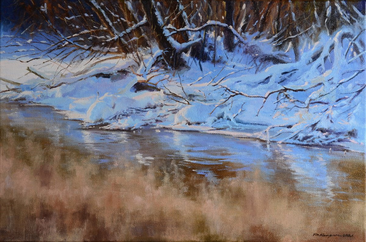 Impressionistic Landscape Oil Painting By Ruslan Kiprych, 24 X 16", Spring Came, Original Artwork