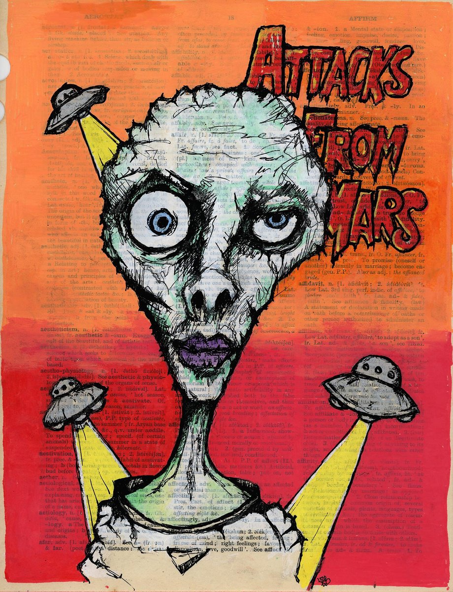 Portrait Collage By Jakub Dk - Jakub D Krzewniak, 8 X 11, Attacks From Mars, Original Artwork