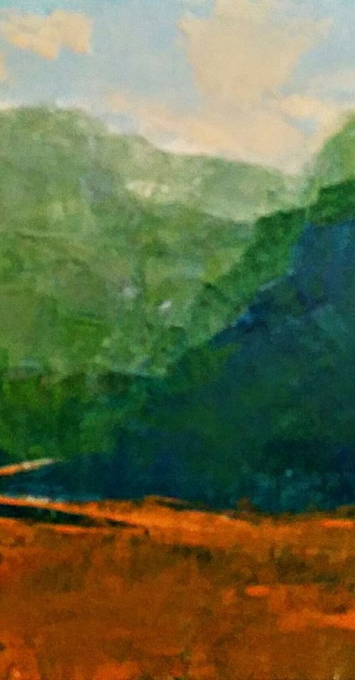 In to the woods, Landscape painting by Padmaja Madhu