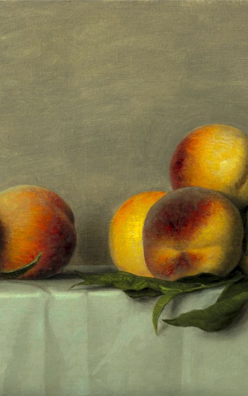 Peaches on the white 40x60cm oil on canvas 2018 by Davit Davtyan