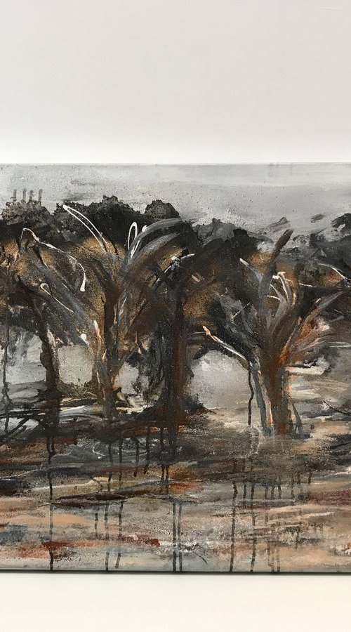 Landscape in Grey, burned sienna by Tiny de Bruin