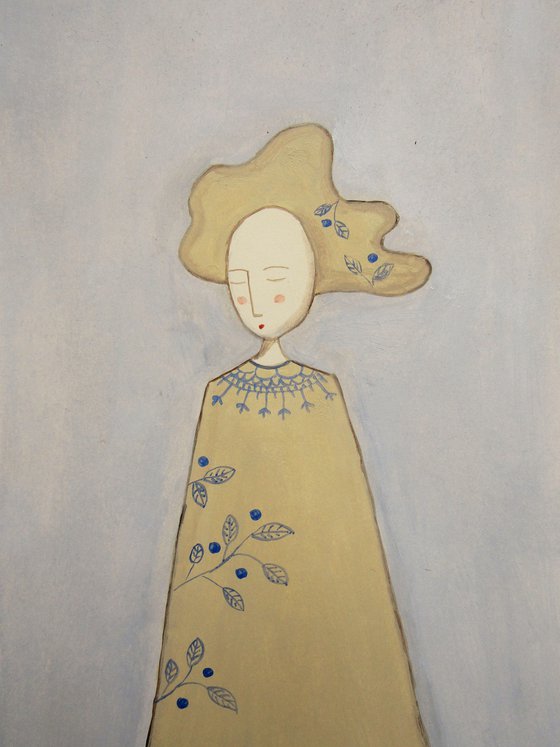 The woman with blue leaves