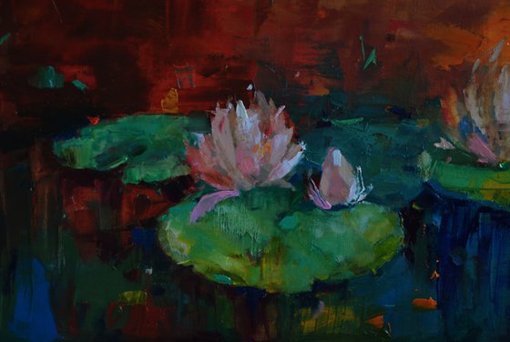 Lily pond. Orange love