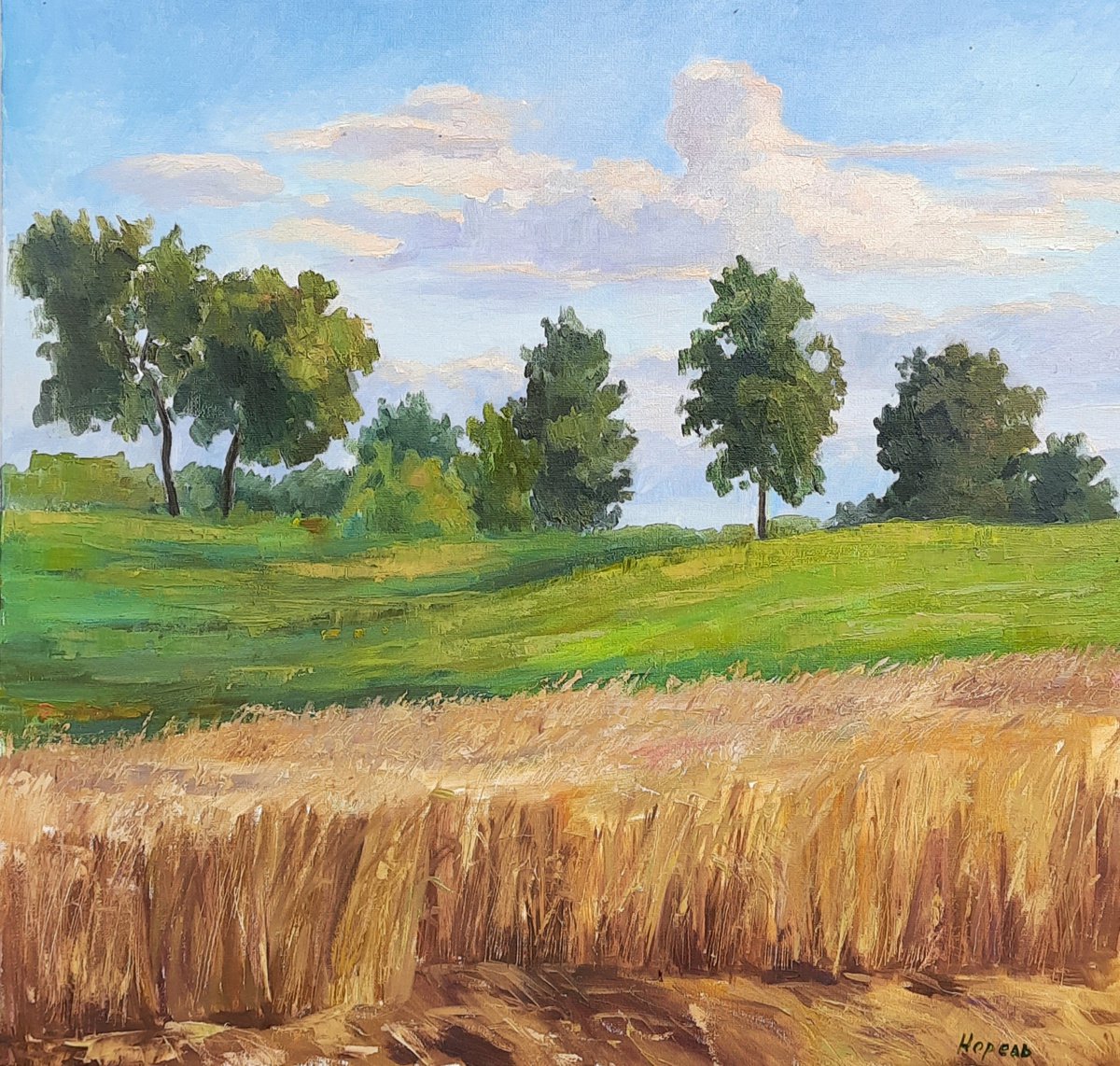 Wheat field - Original oil painting (2021) by Svetlana Norel