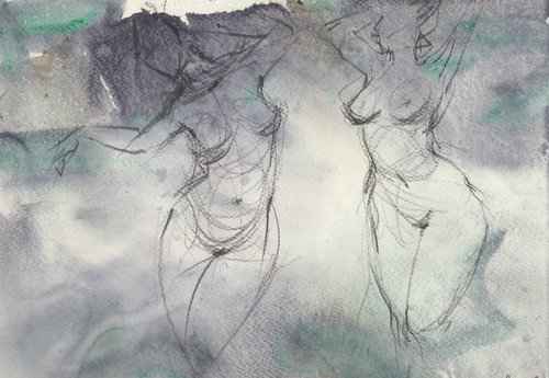 Dance of naked beautiful girls, Abstract nude girls by Samira Yanushkova