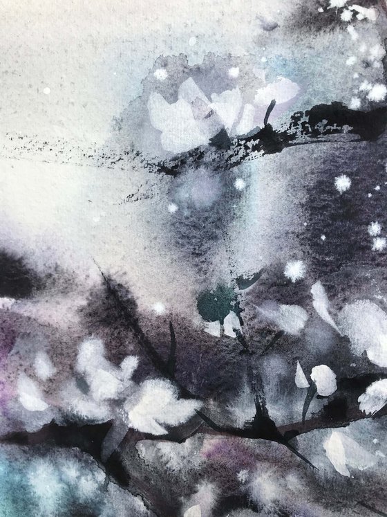 Thousands of cherry blossoms 3. One of a kind, original painting, handmad work, gift, watercolour art.