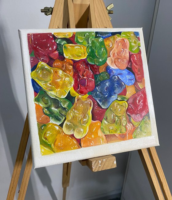 Gummy bears original oil painting