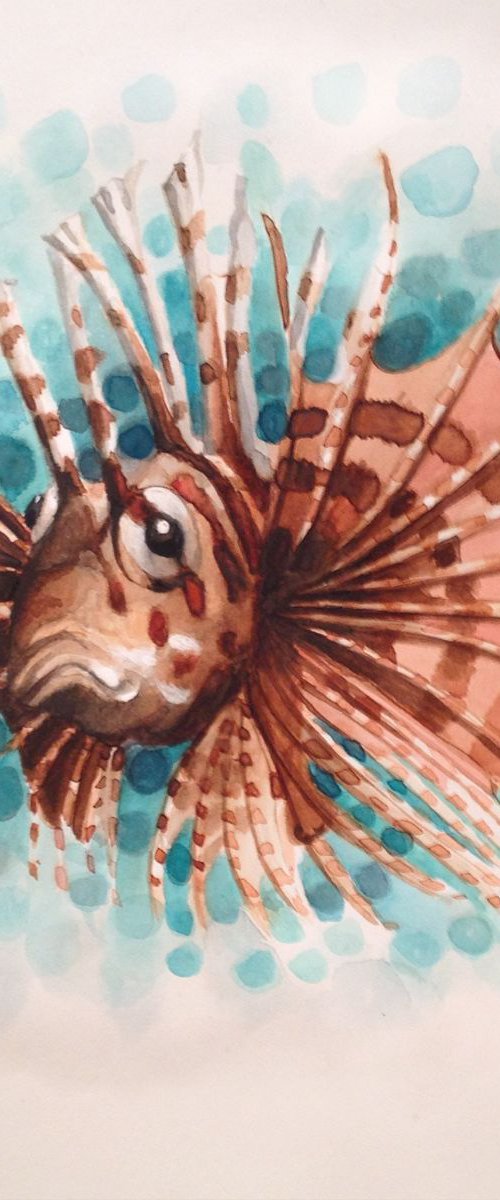 Little fish portrait series : Watercolor studio blue dots by Valentina Toma' aka Zoe Chigi