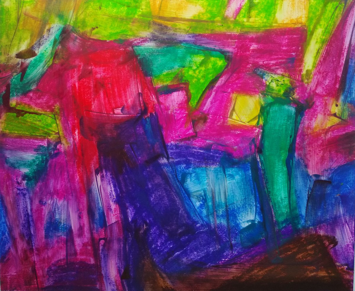 Abstract Oil Painting By Abhishek Kumar, 20 X 16, Solasta, Original Artwork