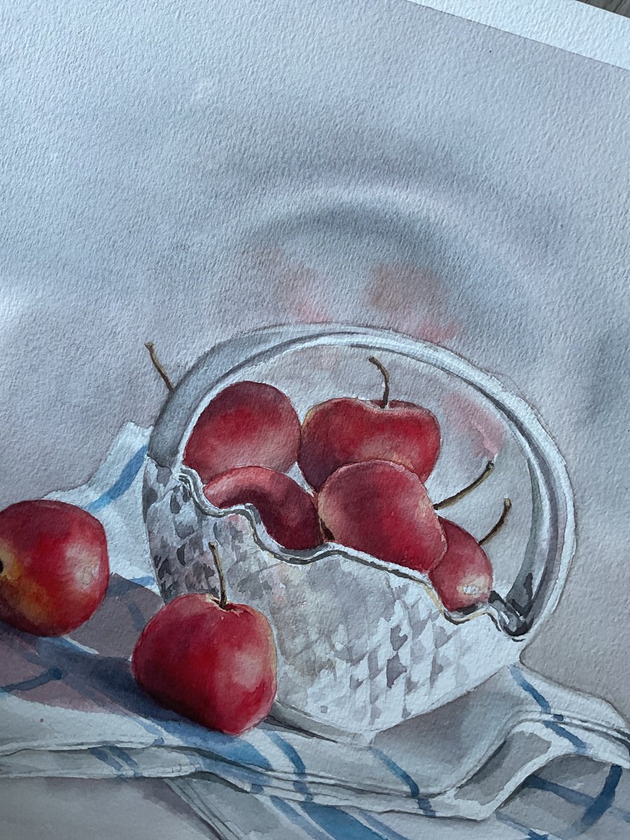 Illustrative Still Life Watercolour By Natalia Butenko, 16 X 12", Apples Of Paradise,, Original Artwork