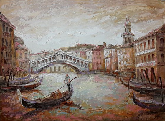 Rialto Bridge with gondolier