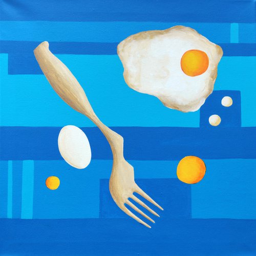 Still life with baked egg 2. by Vamosi Peter
