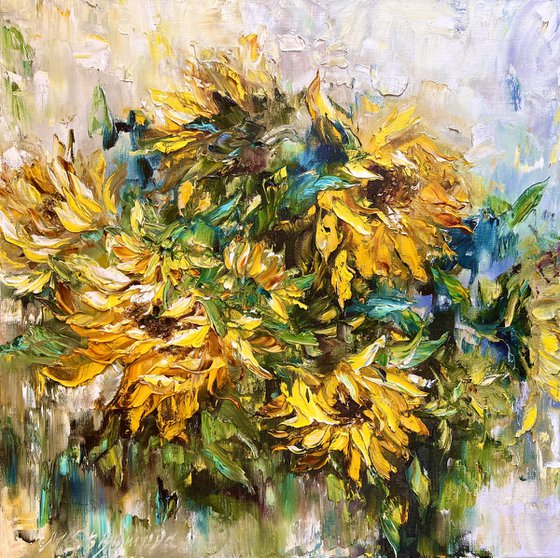 HAPPY DAY -  Sunflower Paradise. Summer landscape. Abstract summer.