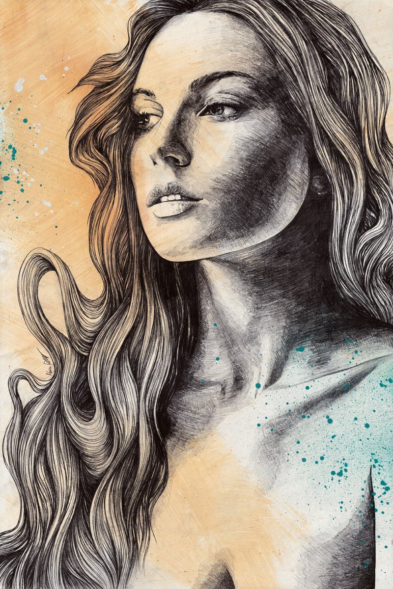 Throwing Ashes | sensual woman face drawing by Marco Paludet