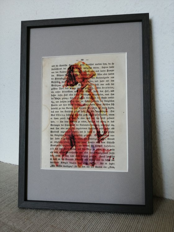 Unique print on antique book page 15x23cm. Art Print Retro Art Print. Small format gift. Nude art vintage. Upcycling wall decoration