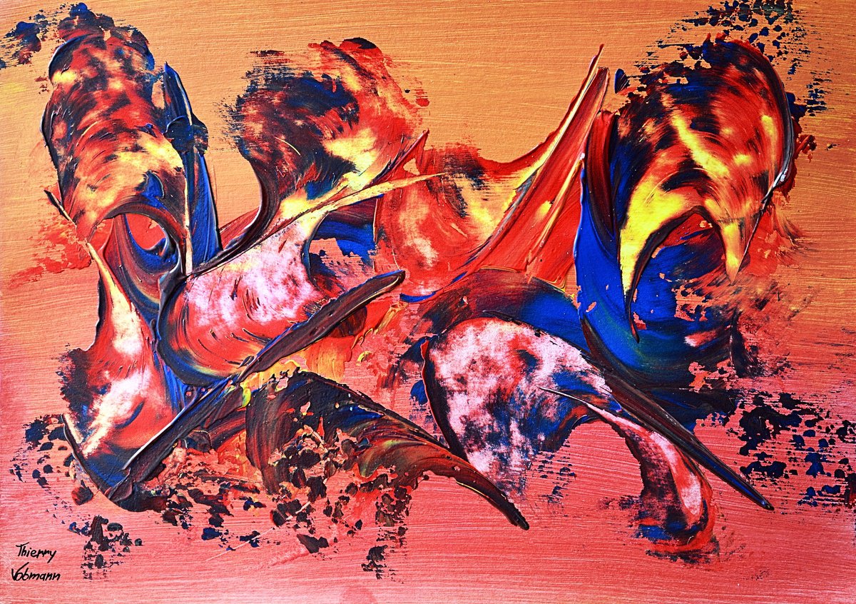 Abstract Acrylic Painting By Thierry Vobmann. Abstract ., 17 X 12", Ideal Gift 141, Original Artwork