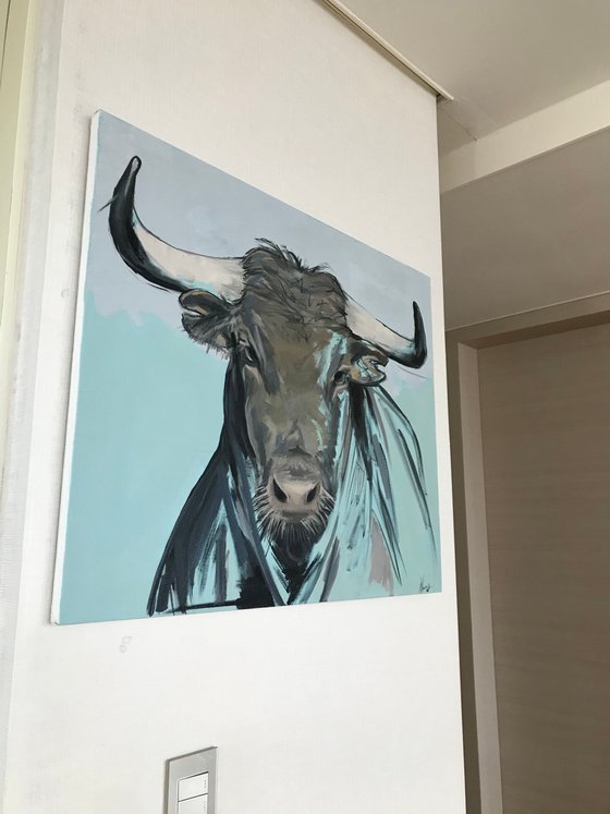 Bull oil painting 62x72cm