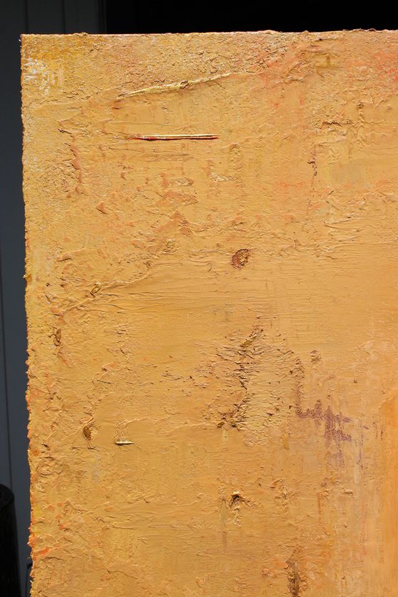 Primitive Two Panel Gold White Orange Marks