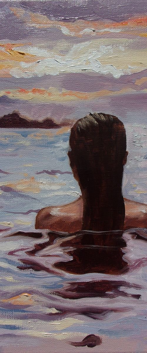 " SILENCE ... " original painting SEA summer GIFT sea swimming by Monika Luniak