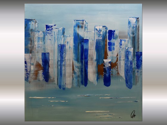 Blue City - Acrylic Painting - Abstract Art Painting Canvas Art Wall Art Ready to hang