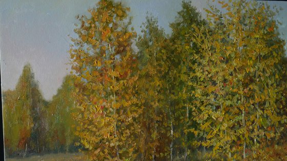 Golden Autumn - sunny autumn landscape painting