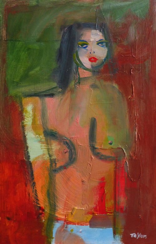 NUDE ABSTRACT PRETTY FEMALE RED LIPS. by Tim Taylor