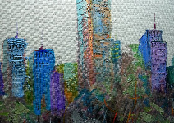 Abstract New York Central park, 28x28 in