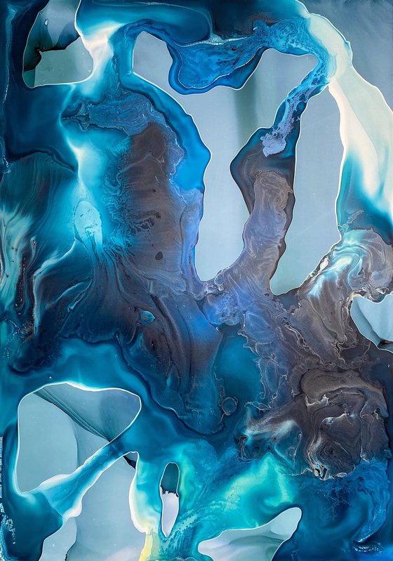 Ocean Fluid Abstract 70x100 cm