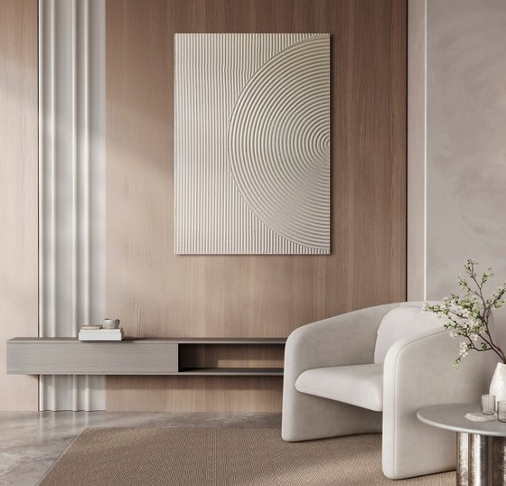 "Beige Field 4" High textured abstract art