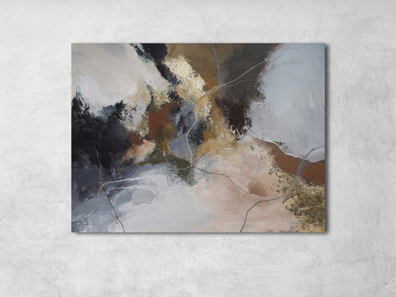 "Savage 2" Gray brown gold abstract art