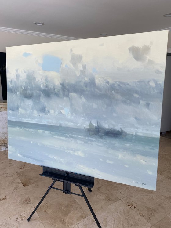 Coastal, Original oil painting, Handmade artwork, One of a kind